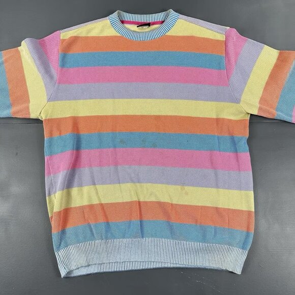 Paul Shark yachting Sweatshirt Mens Large Orange Blue Thermal Rainbow Striped - Picture 3 of 4